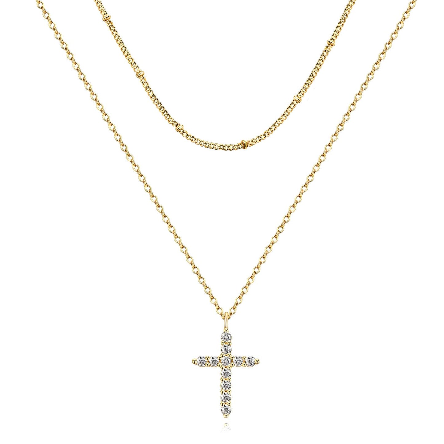 Cross Necklace with Stone