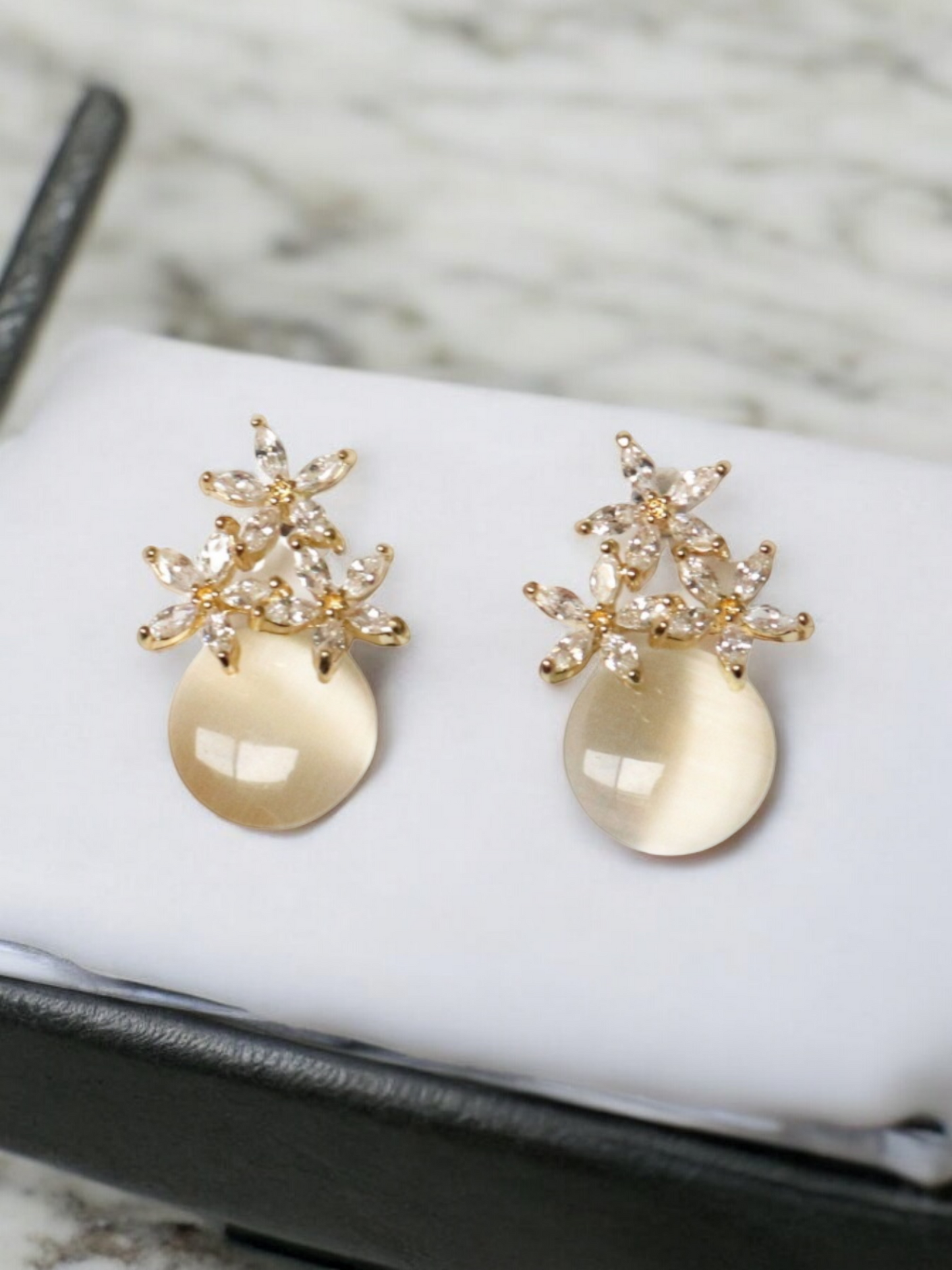 Alaska Flower Circle Drop ER Gold